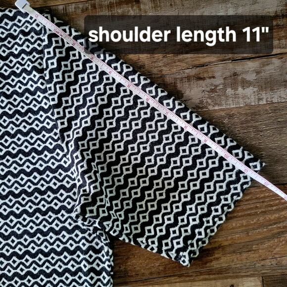 LuLaRoe Fitted Midi Dress Women’s Size L | Geometric Print Black Gray | Stretchy - Picture 7 of 12